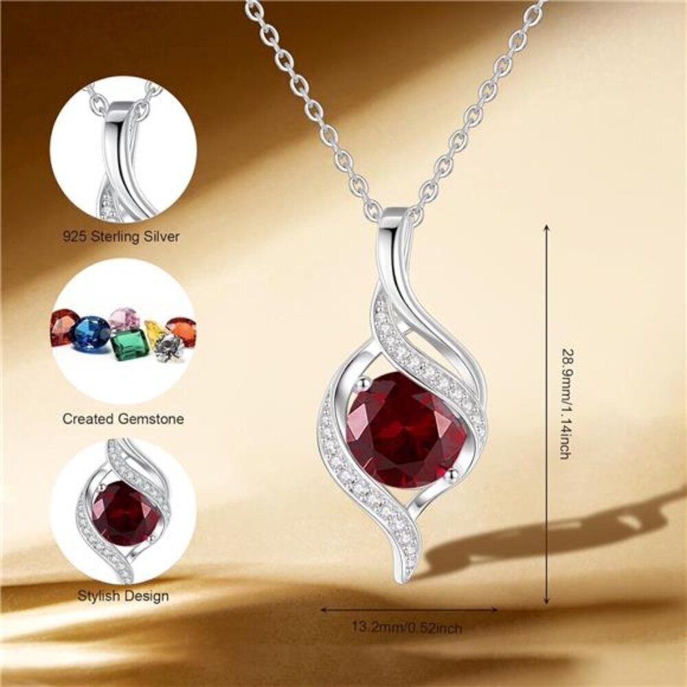 Round Birthstone Necklace for Women S925 Silver - Picture 2 of 7